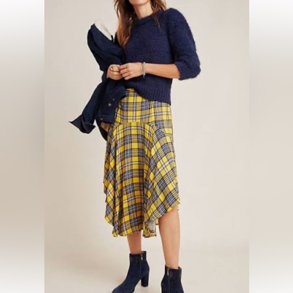 Dhruv Kapoor Yellow plaid skirt size 6